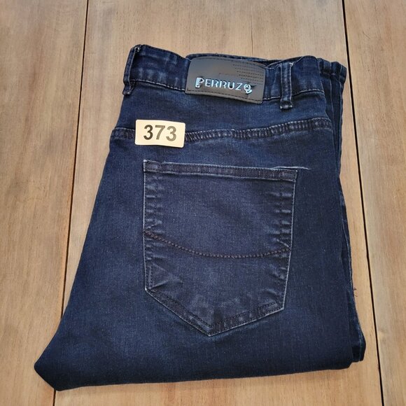 Perruzo Skinny Fit Denim Men’s Jeans Size 34x30 Dark Wash - Picture 11 of 11